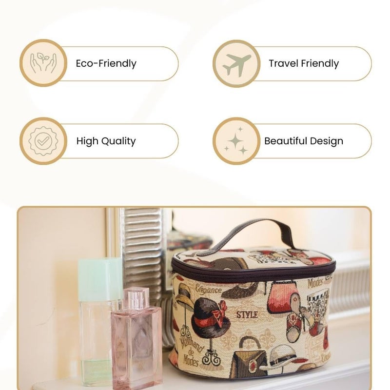 Signare Tapestry Toiletry Bag Makeup Organizer bag for Women with Fashion Boutique Design (TOIL-BOU) - Image 5